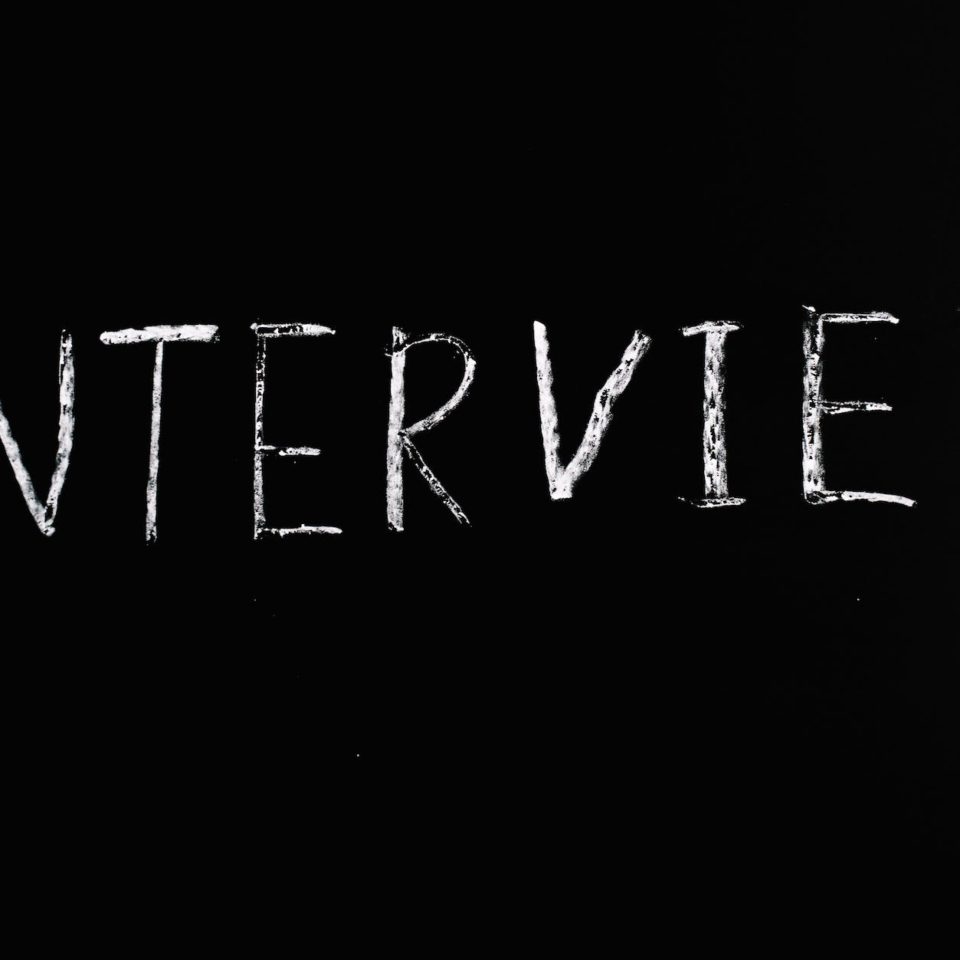 a word interview on black background